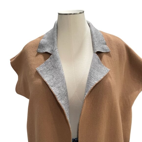 Bobeau Camel Gray Open Front Vest 1X Knit Oversized Lightweight Layering Casual - Picture 7 of 9